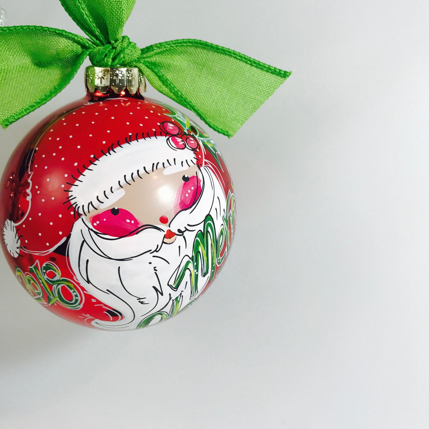 RED & LIME SANTA ORNAMENT