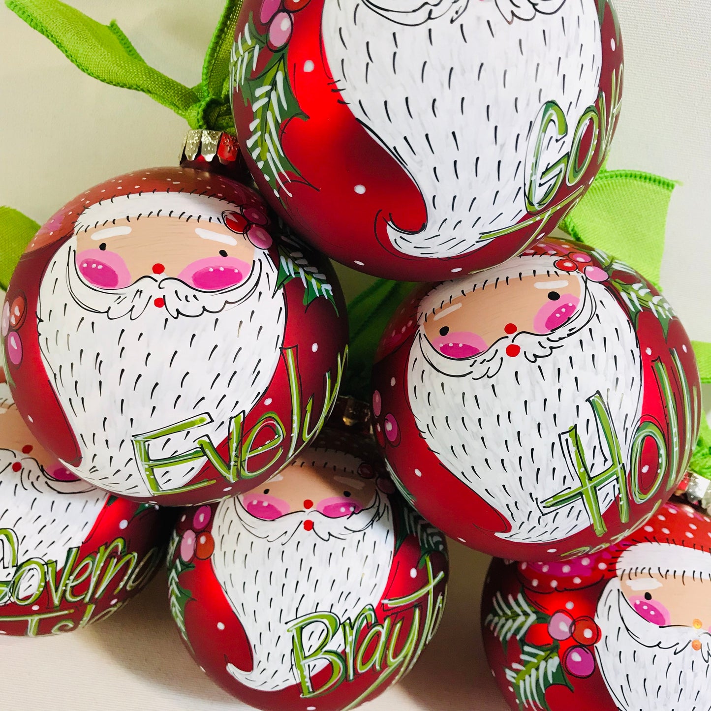 RED & LIME SANTA ORNAMENT