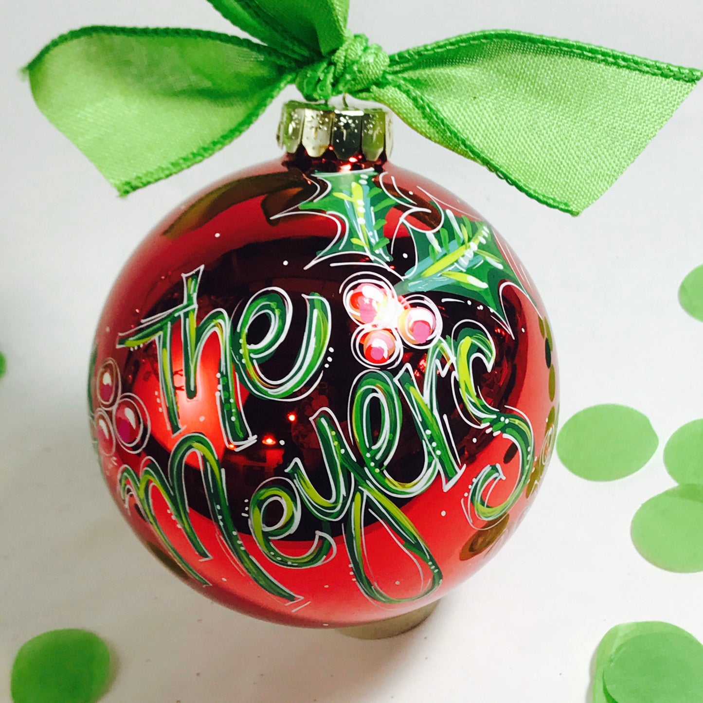 RED & LIME SANTA ORNAMENT