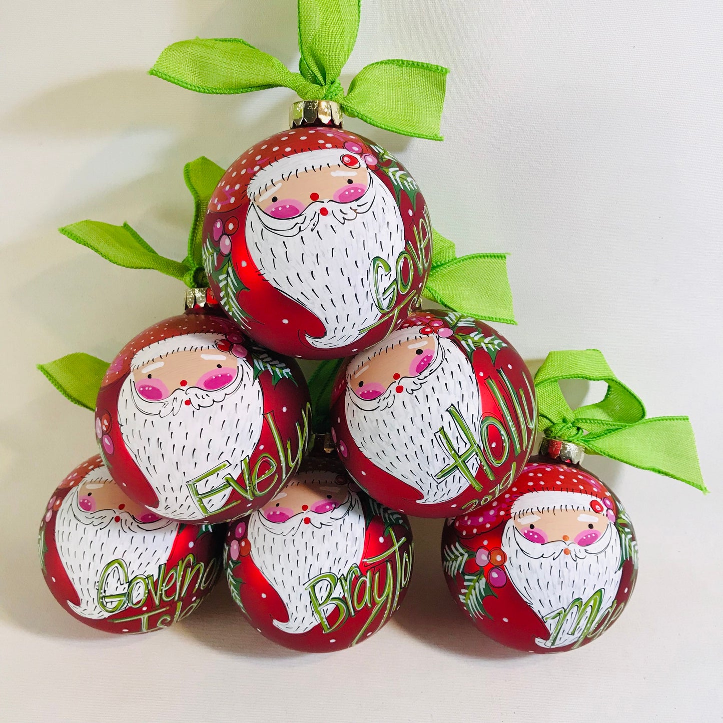 RED & LIME SANTA ORNAMENT