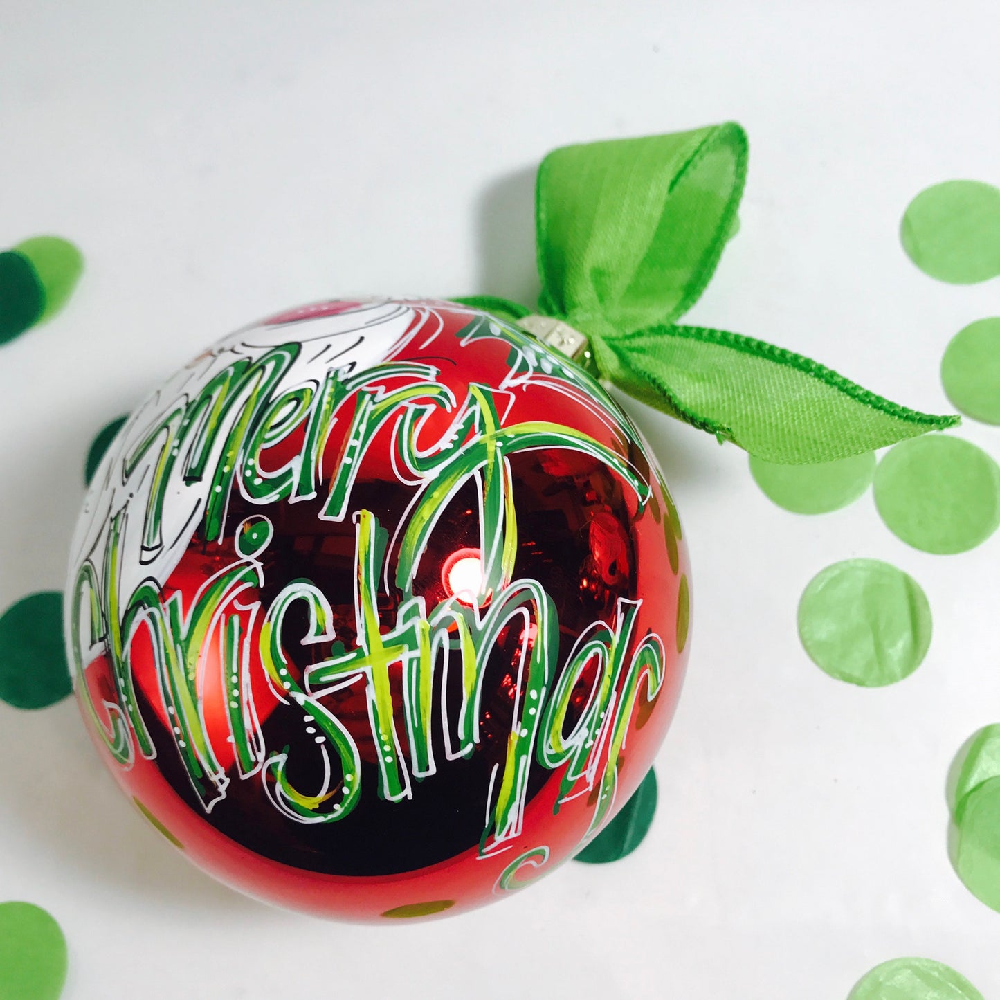 RED & LIME SANTA ORNAMENT