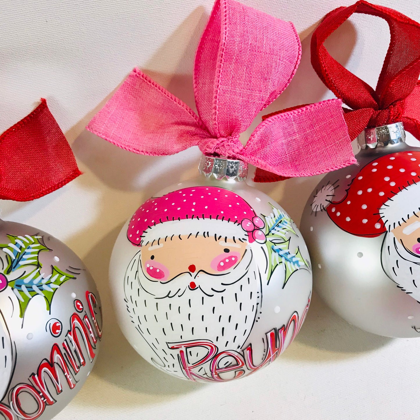 HOT PINK SANTA ORNAMENT