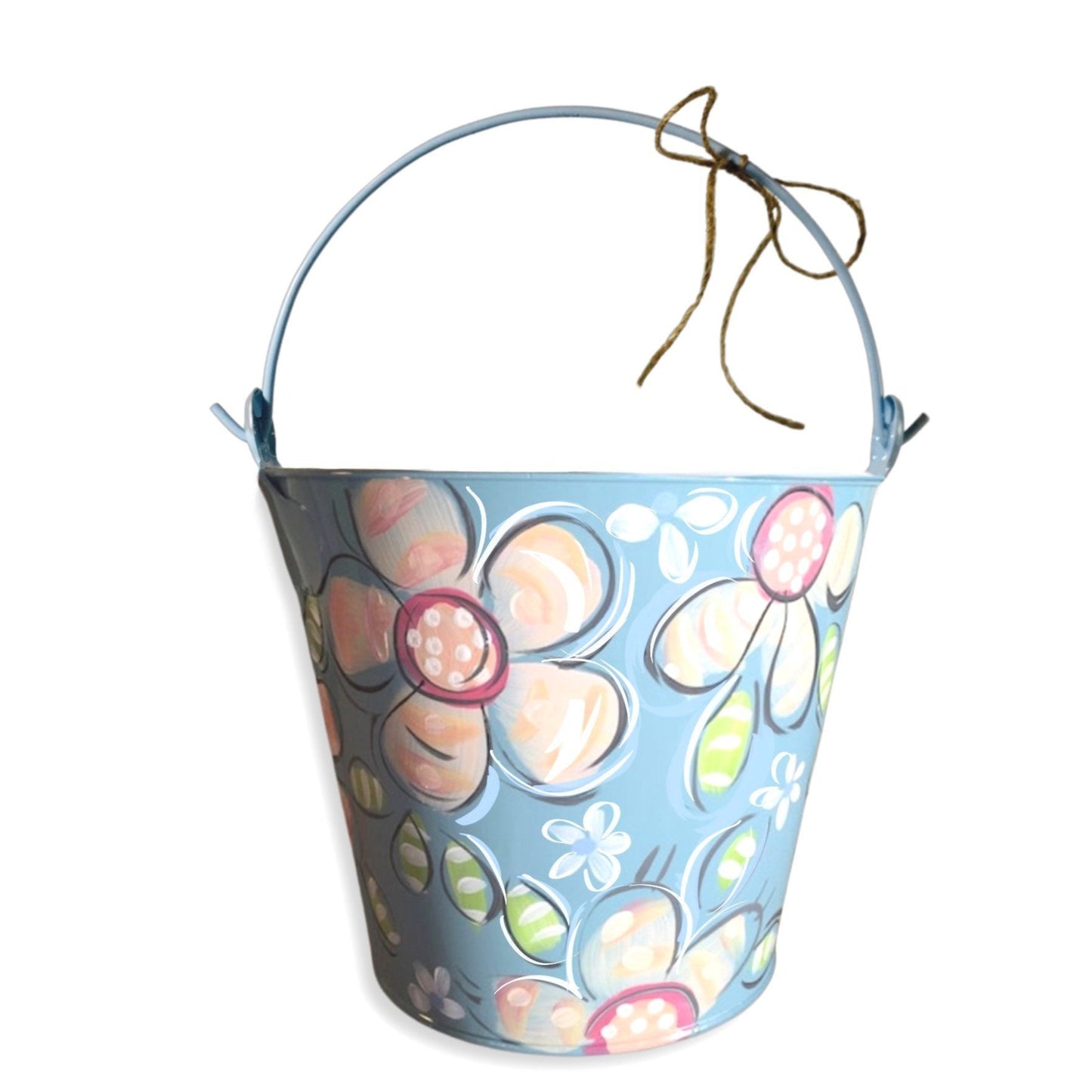 PASTEL BLUE & GREEN FLORAL PAIL