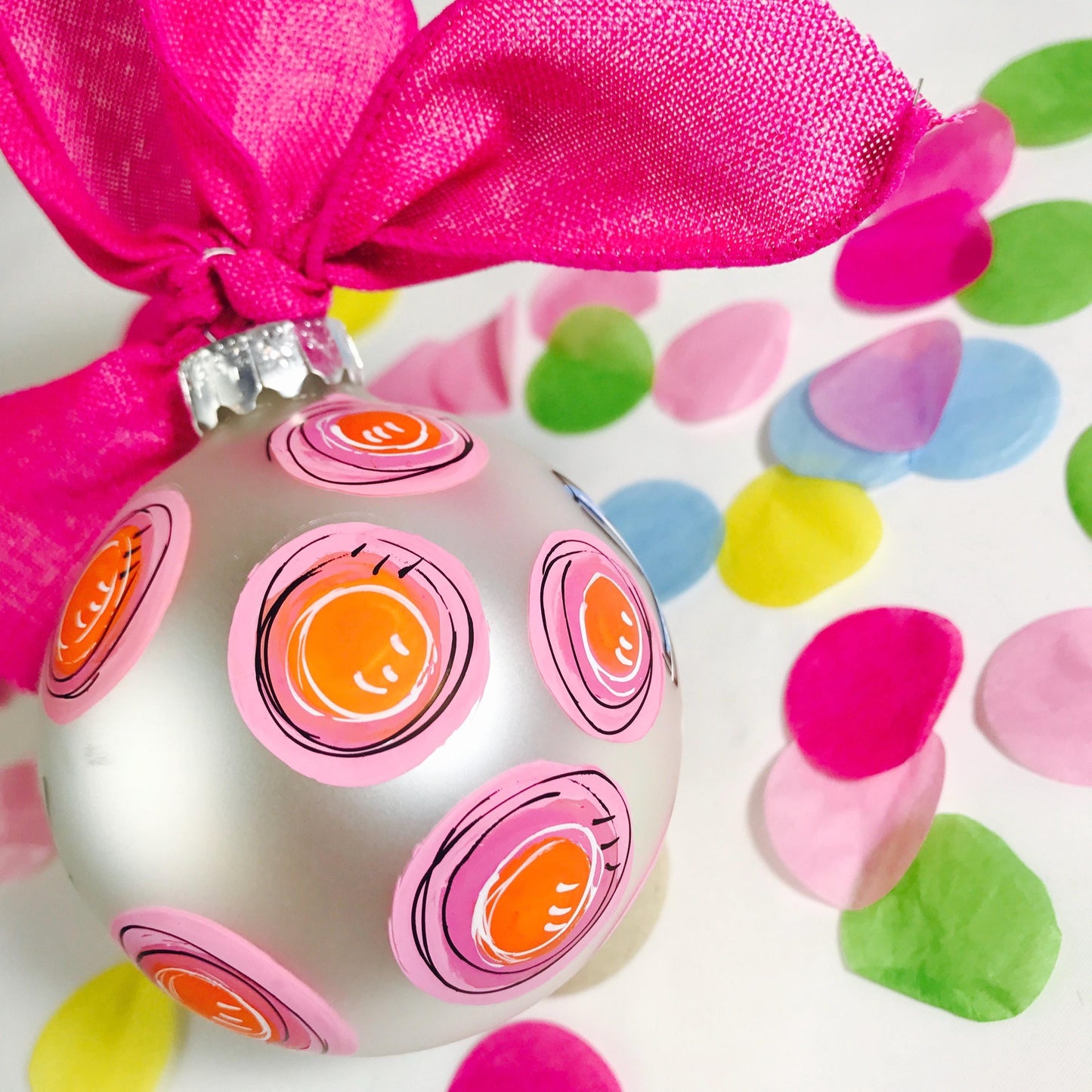Pink Flamingo Hand Painted Christmas Ornament