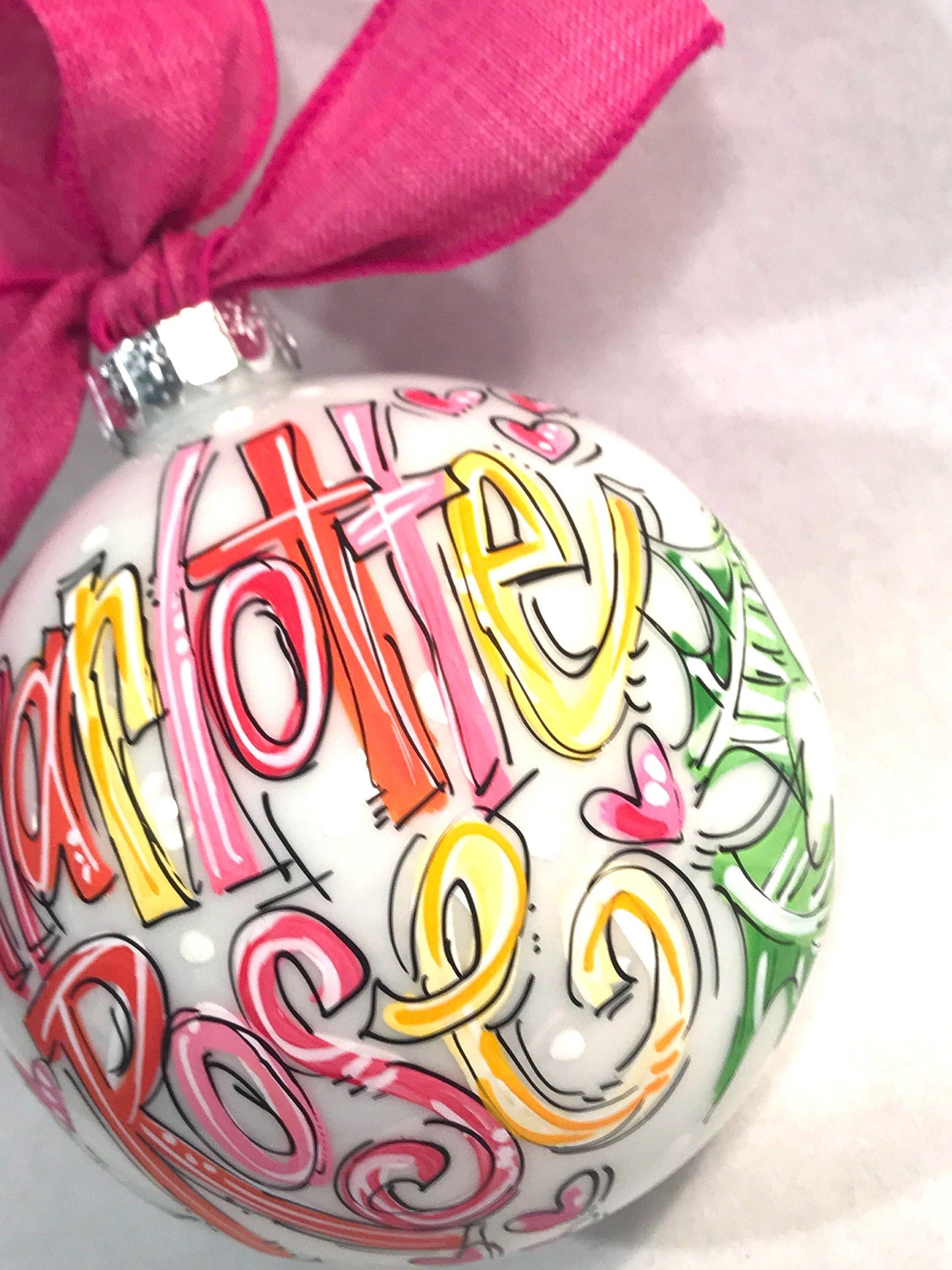 BRIGHT, FUN NAME & HOLLY ORNAMENT