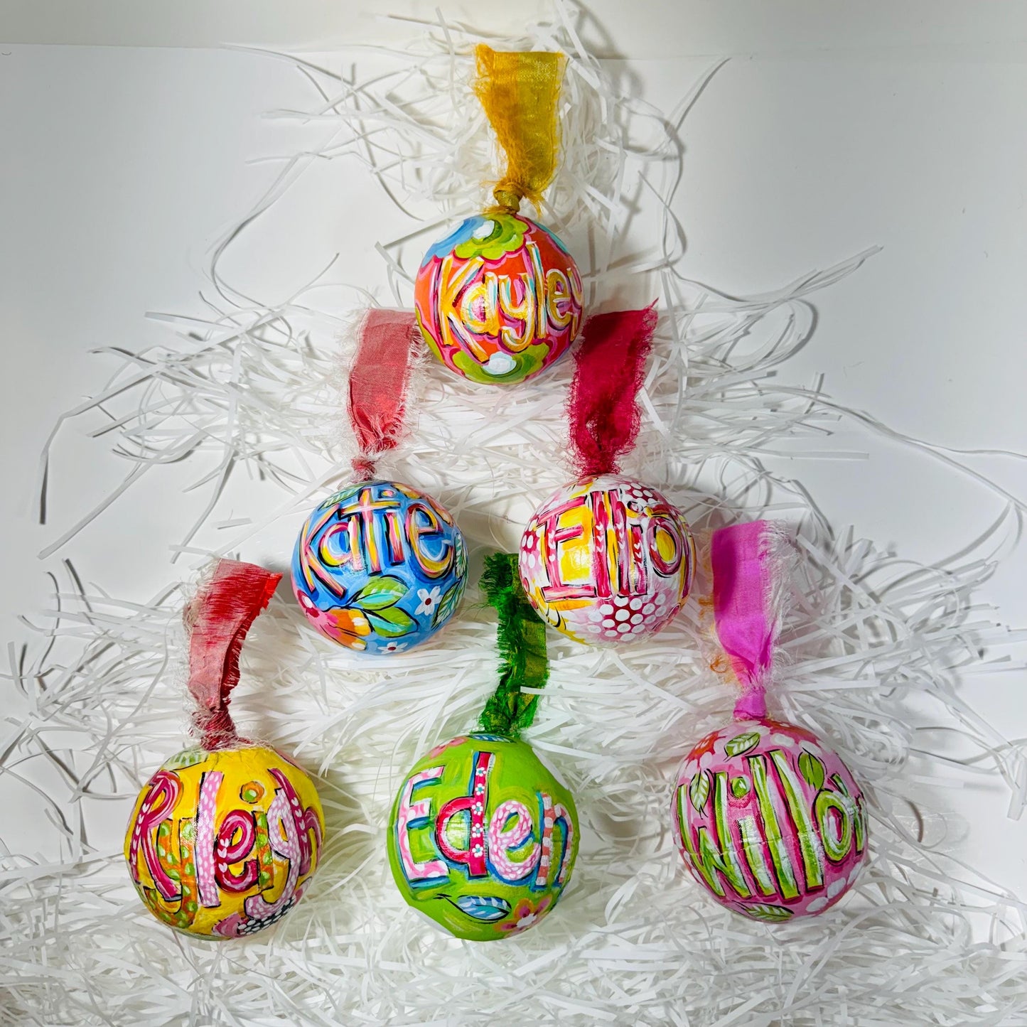 PAPER MACHE BAUBLE, BLUE FLORAL