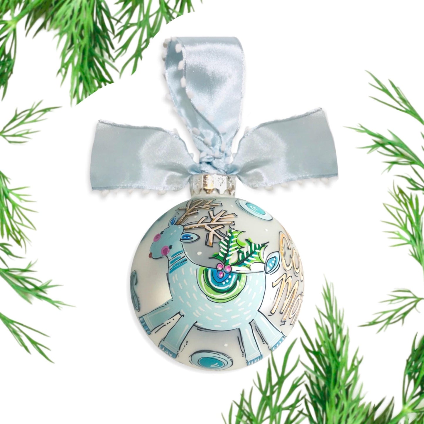 BLUE WOODLAND DEER ORNAMENT