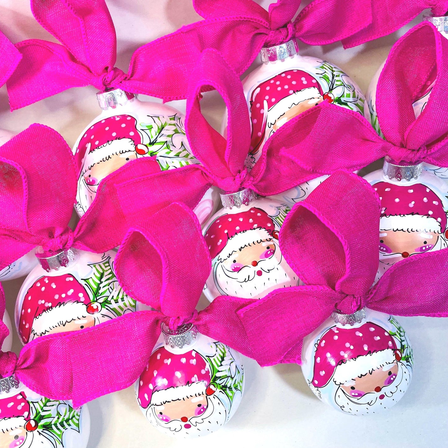 HOT PINK SANTA ORNAMENT