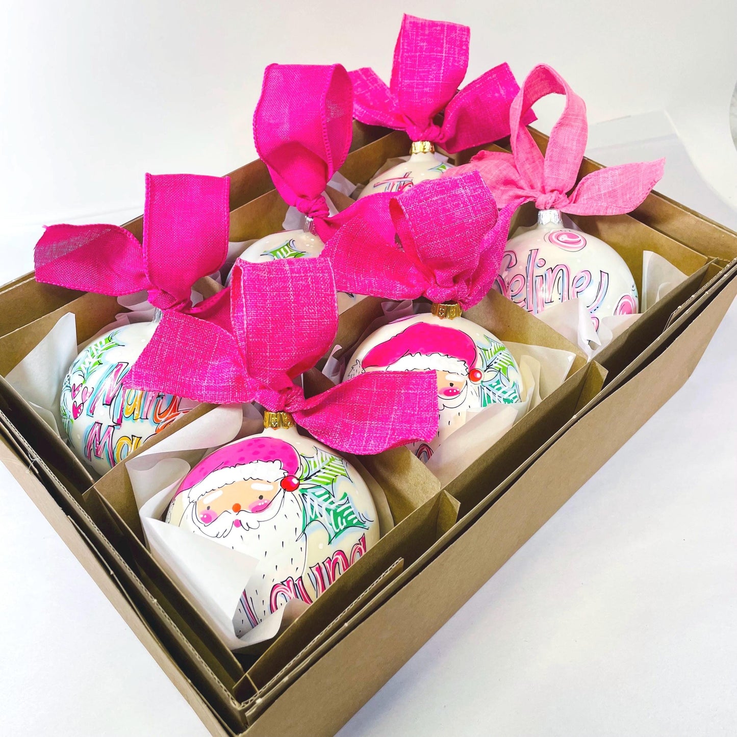 HOT PINK SANTA ORNAMENT