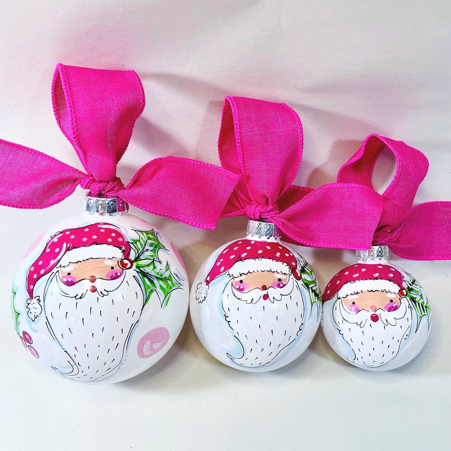 HOT PINK SANTA ORNAMENT