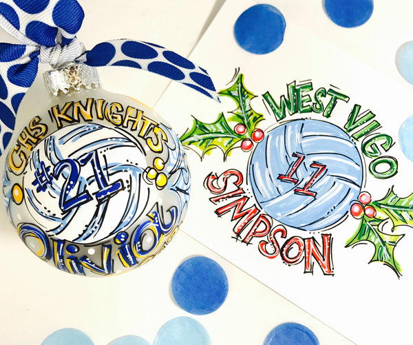 Orders Placed after 11/17 will Arrive after Christmas. ORNAMENT, VOLLEYBALL, Personalized CHRISTMAS Ornament