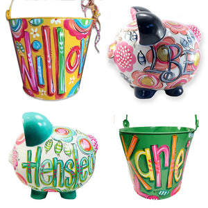 shop for girls, gifts for girls, personalized gifts, painted gifts for girls, buckets, painted buckets, personalized buckets 