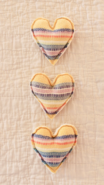 VINTAGE STRIPED CHEESECLOTH HEART TRIO