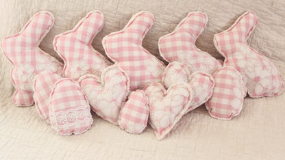 Pink Embroidered Check Bunny