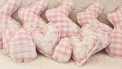 Pink Embroidered Check Bunny