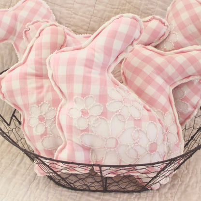 Pink Embroidered Check Bunny