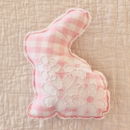 Pink Embroidered Check Bunny