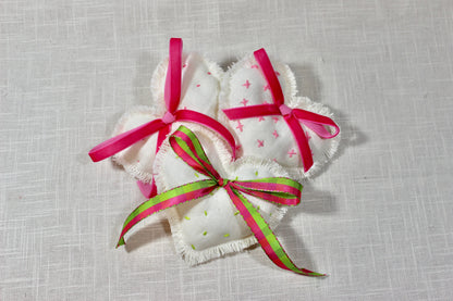 Natural Vintage Linen Plush Heart Trio