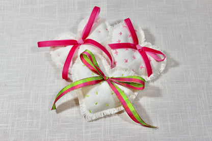 Natural Vintage Linen Plush Heart Trio