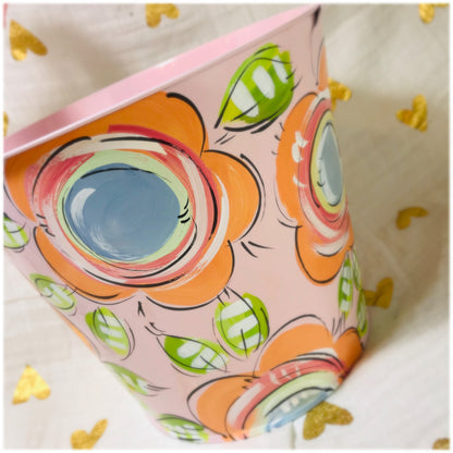 PINK and ORANGE FLORAL PAIL