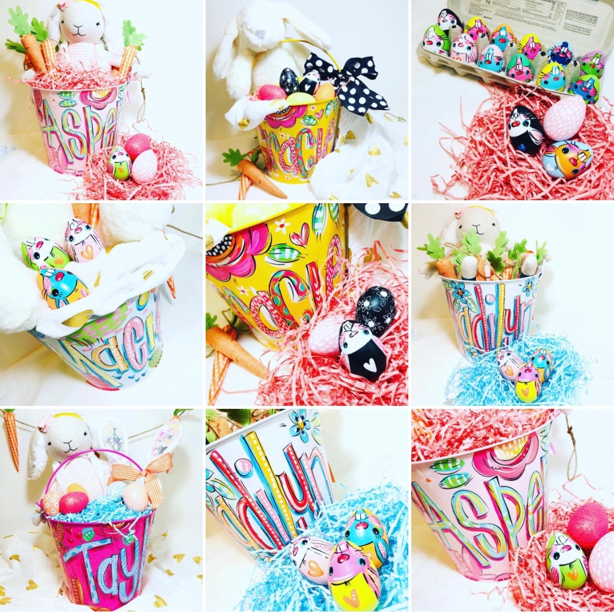 PINK and ORANGE FLORAL PAIL