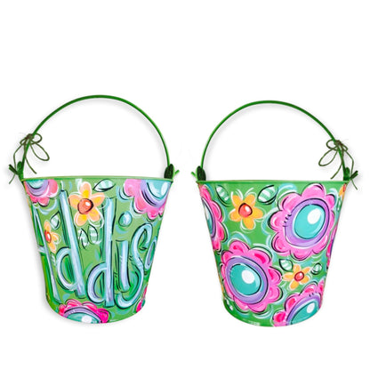 GREEN FLORAL EASTER BUCKET
