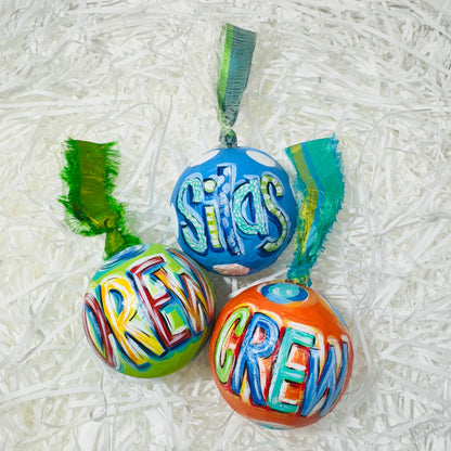 PAPER MACHE BAUBLE, ORANGE