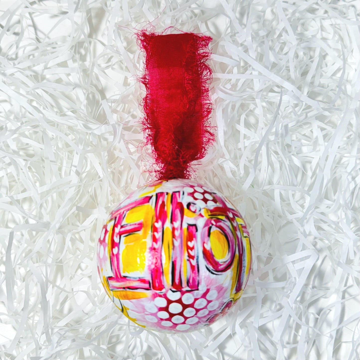 PAPER MACHE BAUBLE SET, YELLOW FLORAL