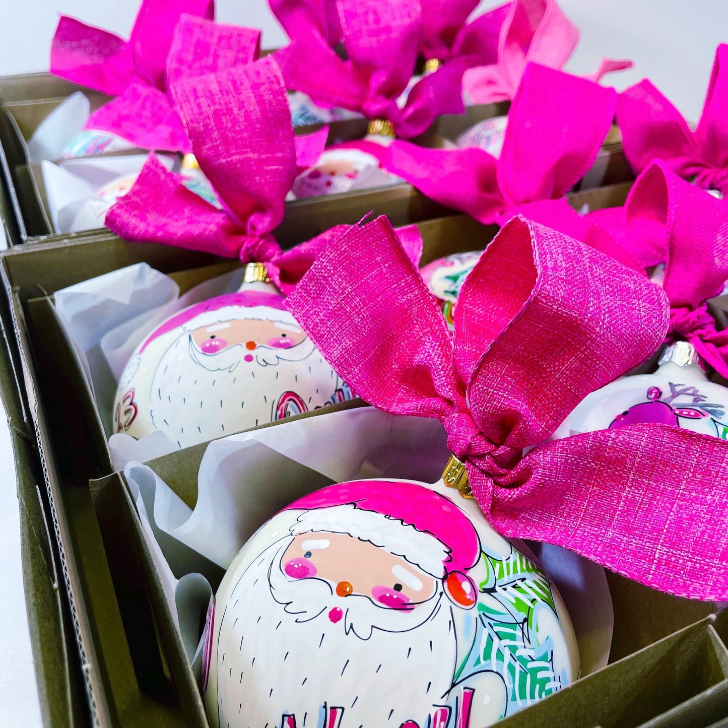 HOT PINK SANTA ORNAMENT