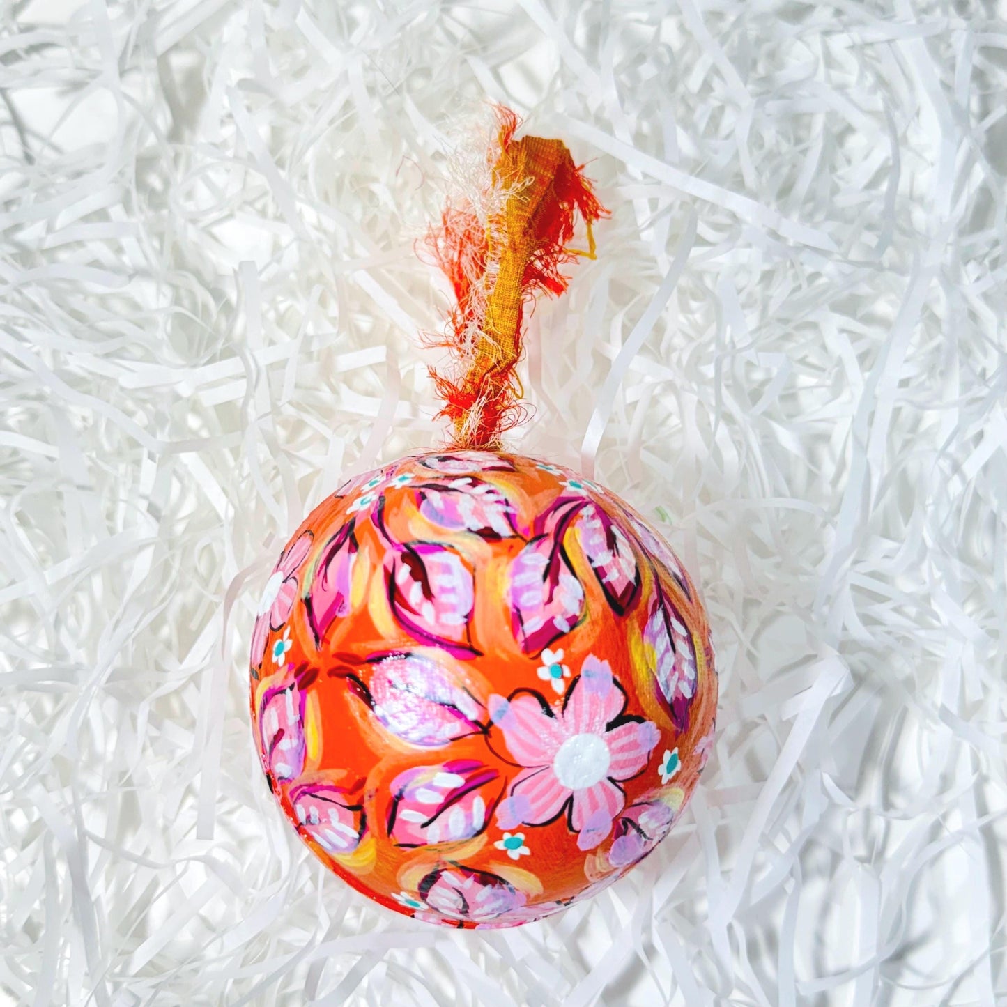 PAPER MACHE BAUBLE SET, YELLOW FLORAL