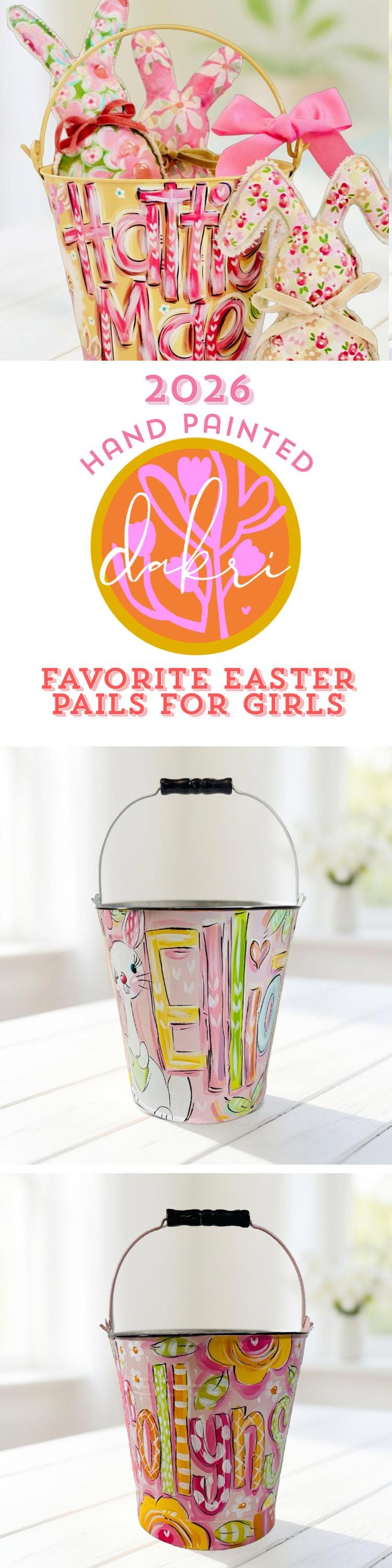 HOT PINK and GREEN FLORAL PAIL