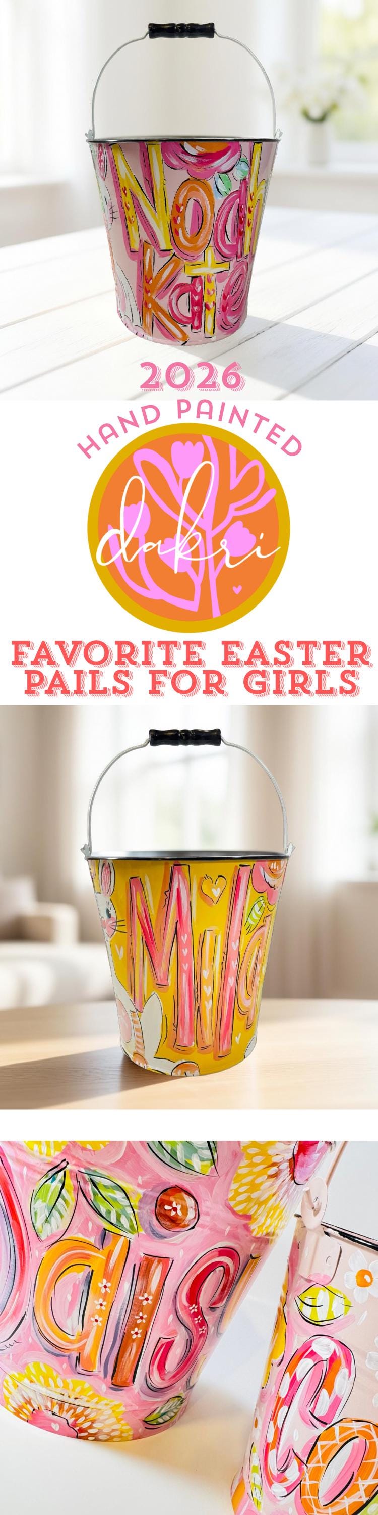 PINK and ORANGE FLORAL PAIL