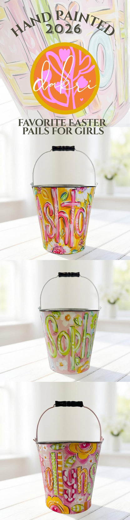 PINK and BLUE FLORAL PAIL