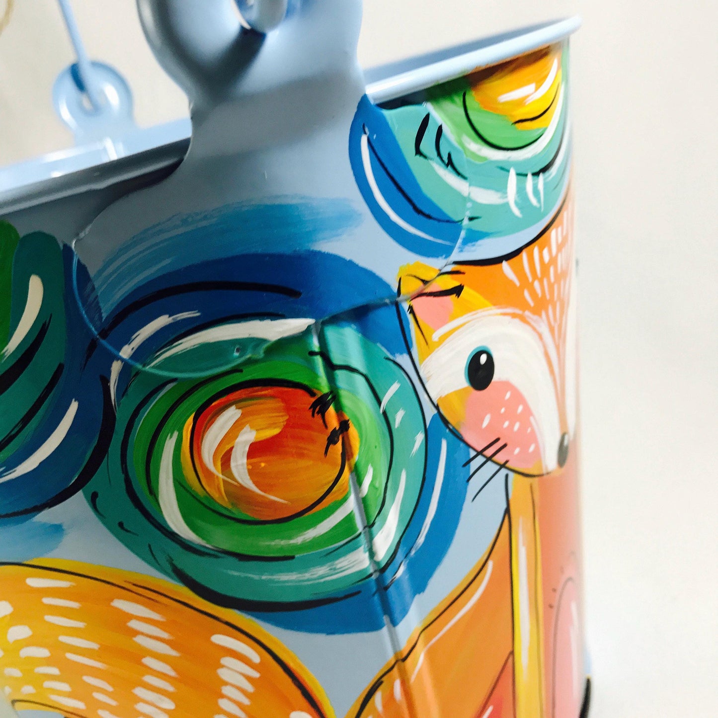 SWEET FOX PAINTED PAIL