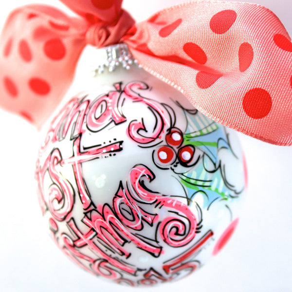 Orders Placed after 11/17 will Arrive after Christmas. ORNAMENT, PERSONALIZED BABY'S FIRST Christmas PINK Ornament