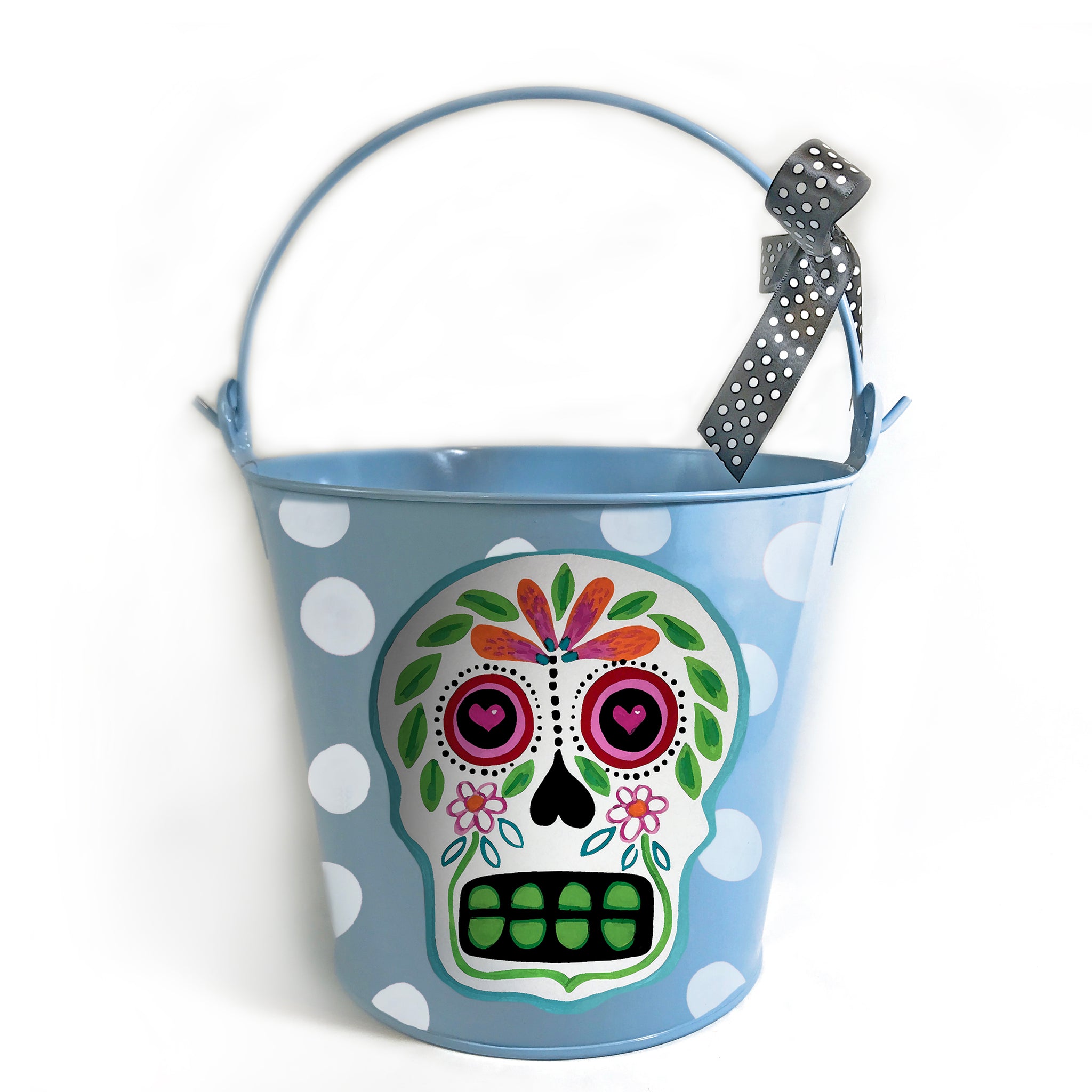 Skull Halloween Pail Orange