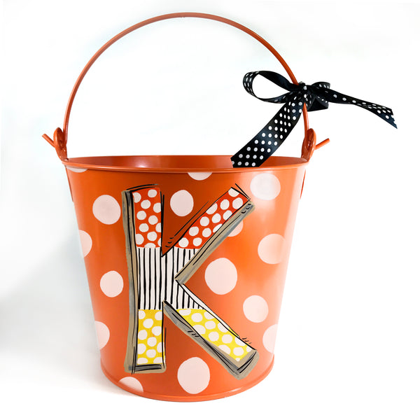 PAIL, Halloween 'Candy Corn' Initial on Orange Pail