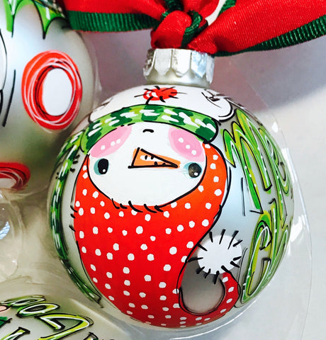Orders Placed after 11/17 will Arrive after Christmas. ORNAMENT, PERSONALIZED UPSIDE DOWN SNOWMAN Ornament