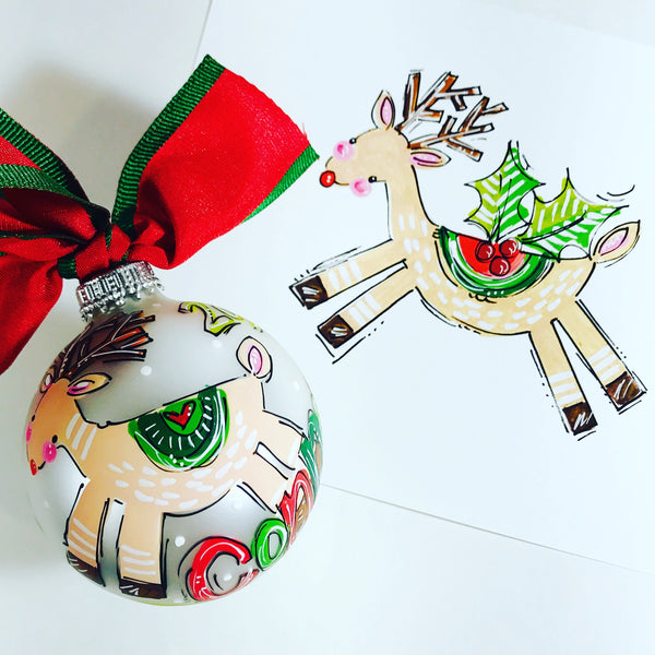 Orders Placed after 11/17 will Arrive after Christmas. ORNAMENT, PERSONALIZED REINDEER Ornament