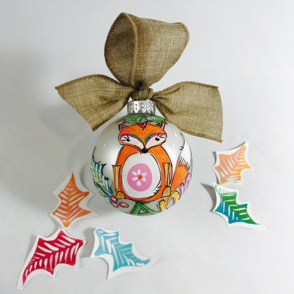 Personalized fox, keepsake Christmas ornament