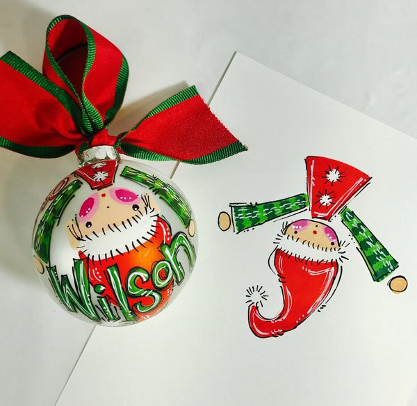 Orders Placed after 11/17 will Arrive after Christmas. ORNAMENT, PERSONALIZED ELF 'Upside Down' Ornament