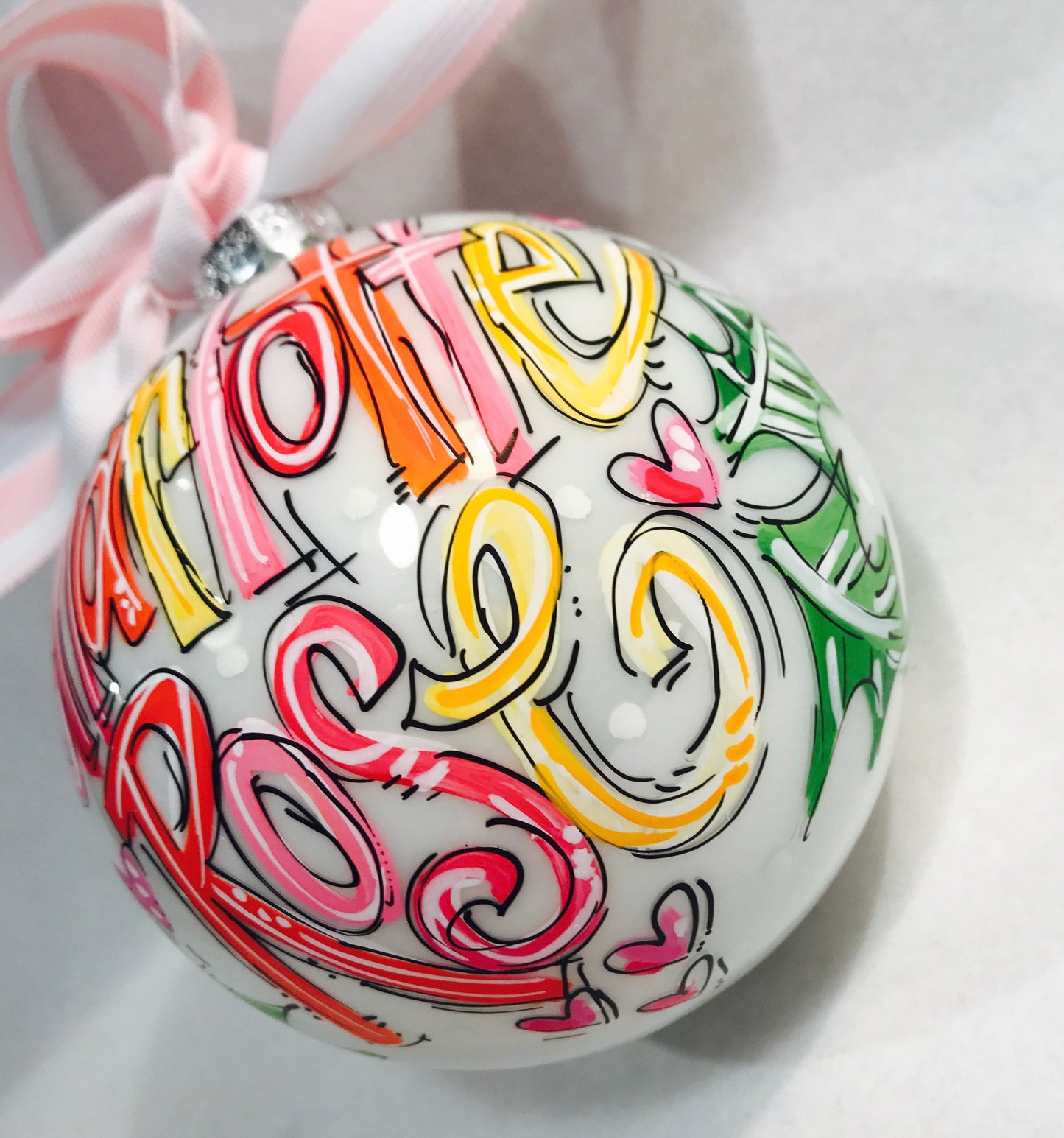 ORANGE and PINK PERSONALIZED ORNAMENT