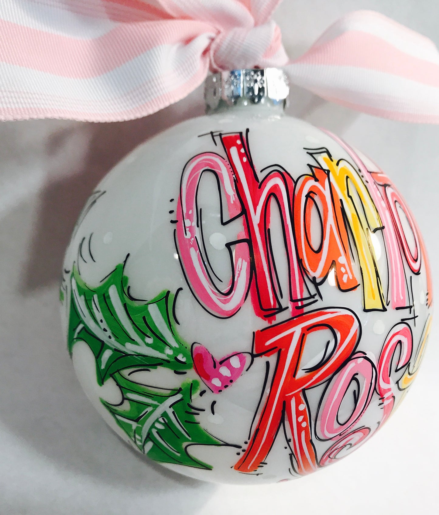 ORANGE and PINK PERSONALIZED ORNAMENT