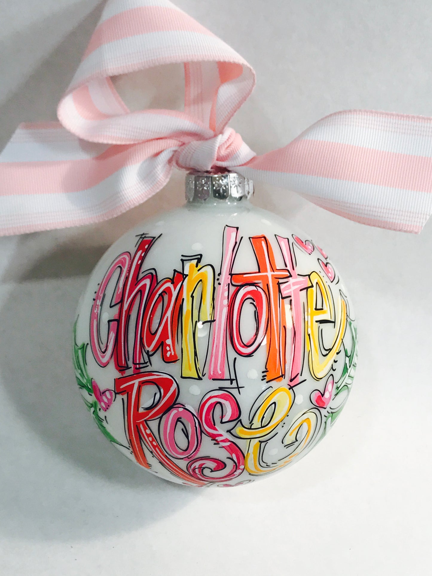 ORANGE and PINK PERSONALIZED ORNAMENT