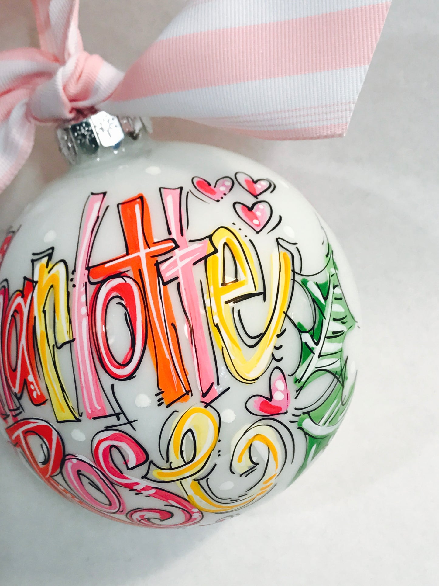ORANGE and PINK PERSONALIZED ORNAMENT