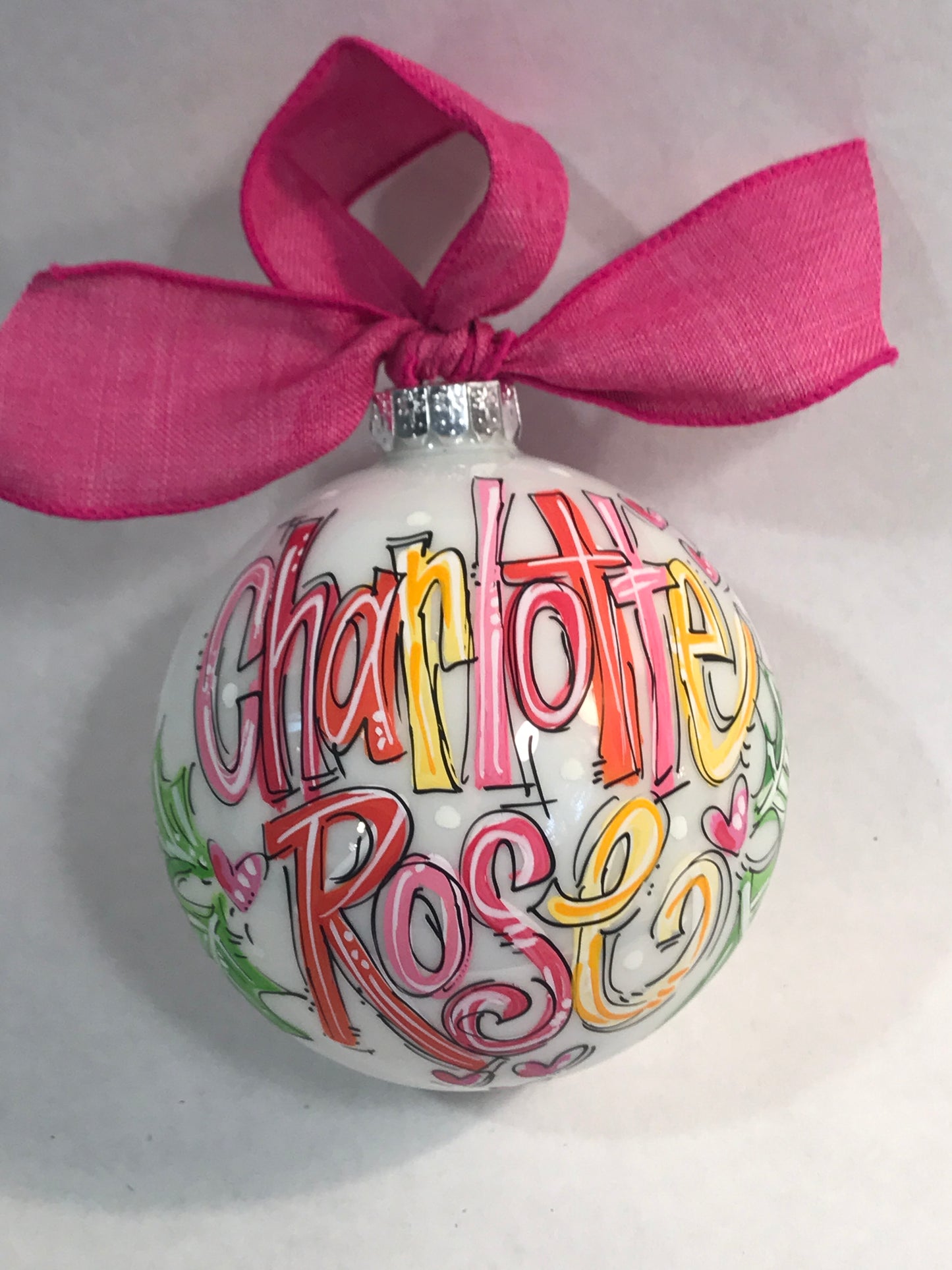 ORANGE and PINK PERSONALIZED ORNAMENT