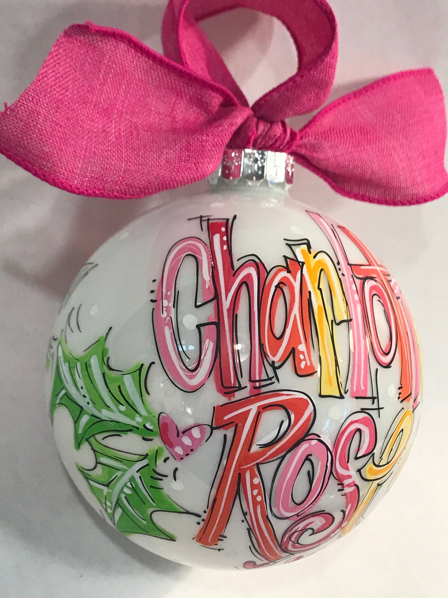 ORANGE and PINK PERSONALIZED ORNAMENT