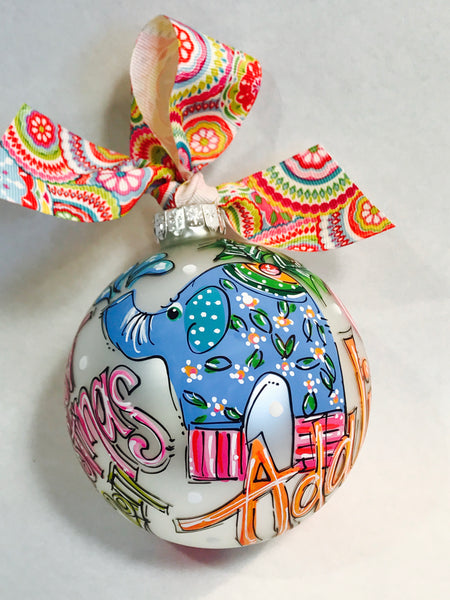Orders Placed after 11/17 will Arrive after Christmas. ORNAMENT, PERSONALIZED ELEPHANT Ornament