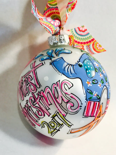 Orders Placed after 11/17 will Arrive after Christmas. ORNAMENT, PERSONALIZED ELEPHANT Ornament