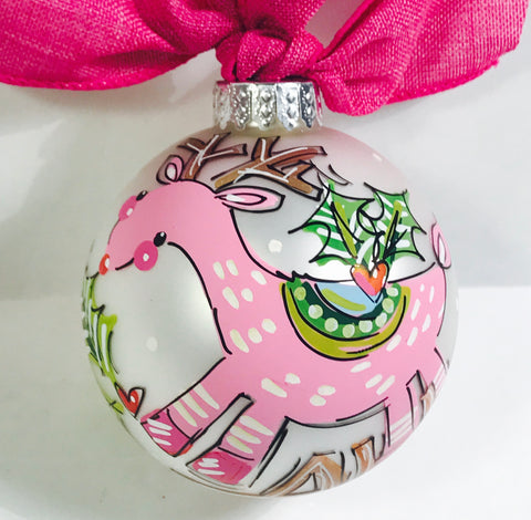 Orders Placed after 11/17 will Arrive after Christmas. ORNAMENT, PERSONALIZED PINK DEER Ornament